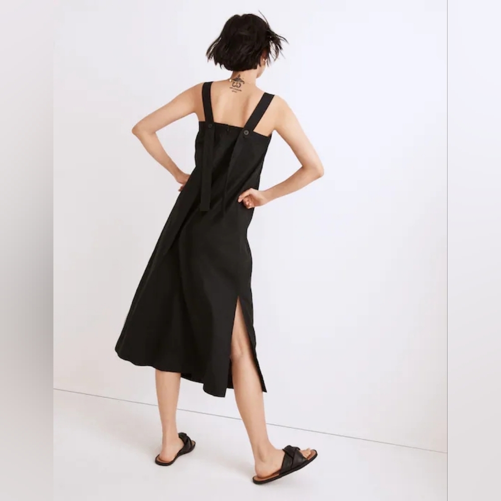 Madewell Linen-Cotton Princess-Seamed Midi Dress - Picture 2 of 7